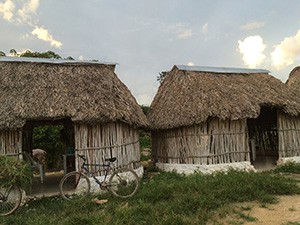 A collection of thatched-roof huts in Merida, Mexico
