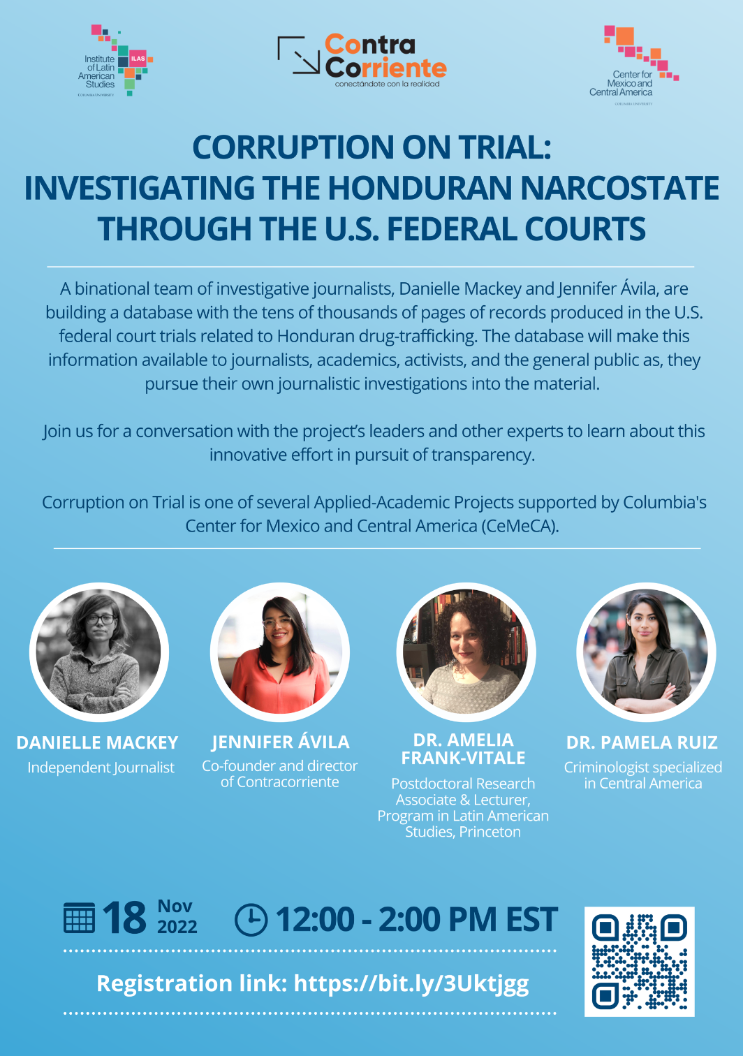 Flyer: Corruption on Trial: Investigating the Honduran Narcostate Through the U.S. Federal Courts
