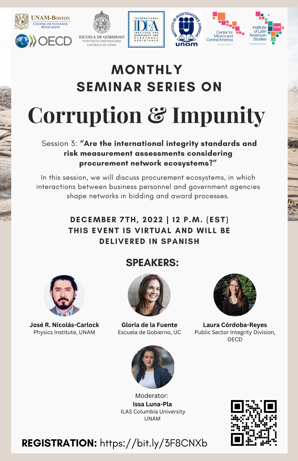 flyer monthly seminar series on corruption & Impunity 