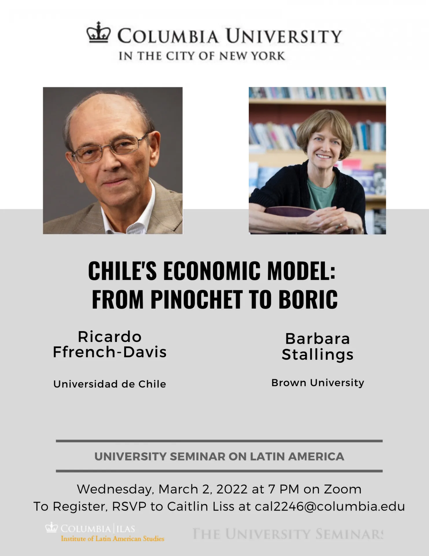 Event Title on White / Grey background, image of Ricardo French - Davis and Barbara Stallings