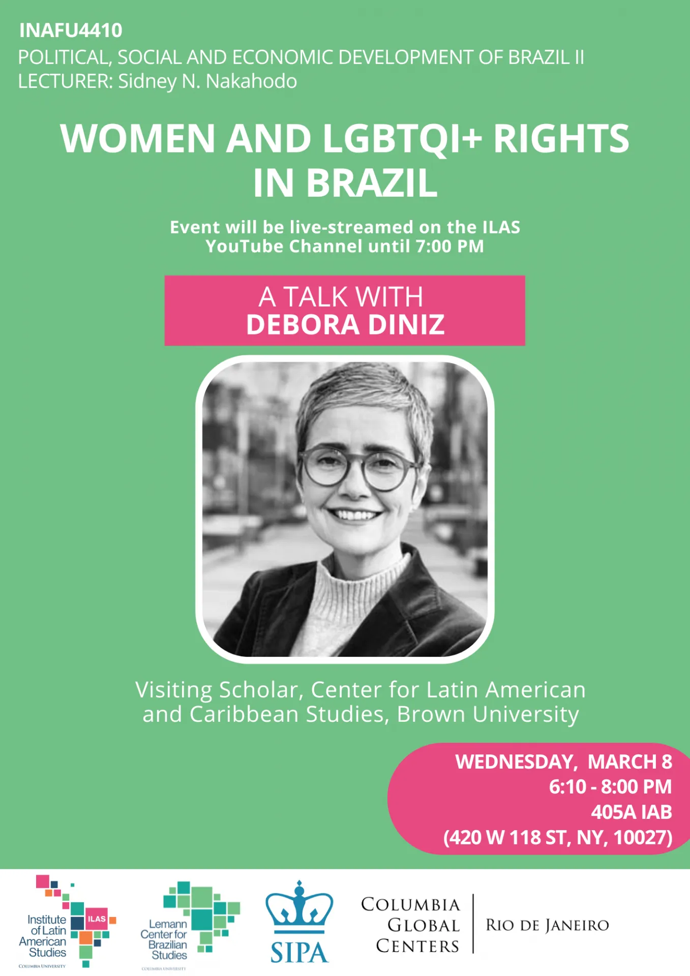 Event flyer with image of Debora Deniz