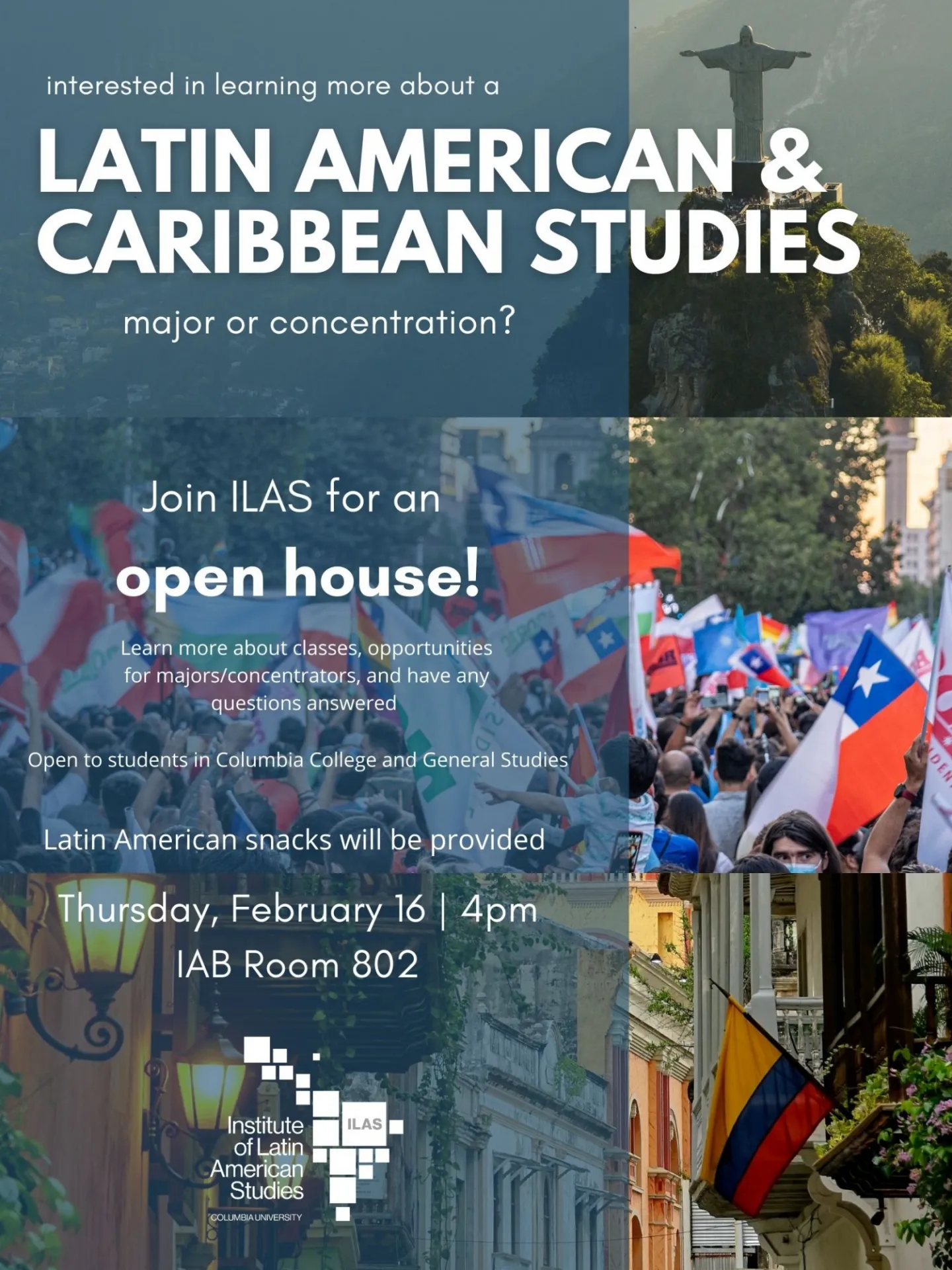 Event text with image of Brazil, chile and Colombia