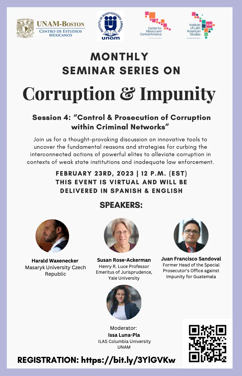 flyer monthly seminar series on corruption & Impunity 