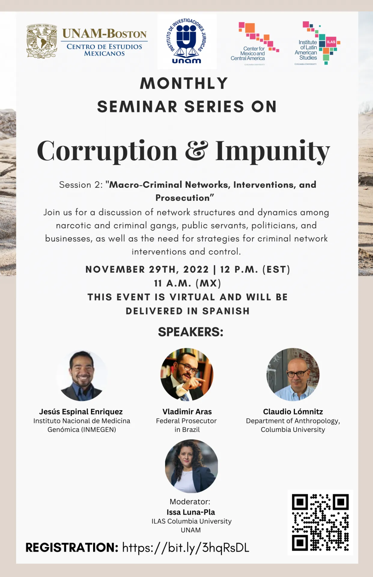 flyer monthly seminar series on corruption & Impunity 